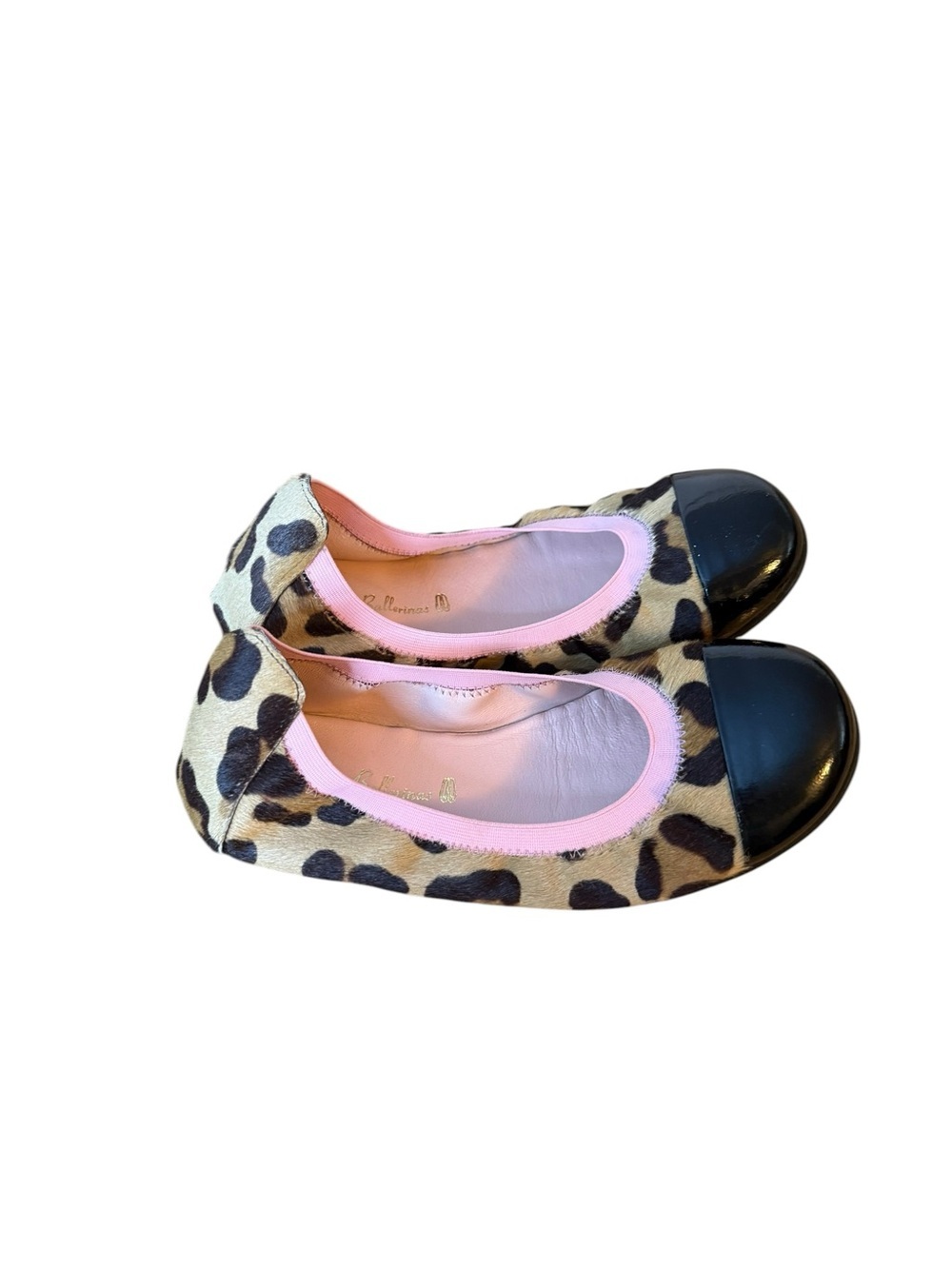 Pretty Ballerinas Leopard Print Calf Hair Girls Ballet Flats